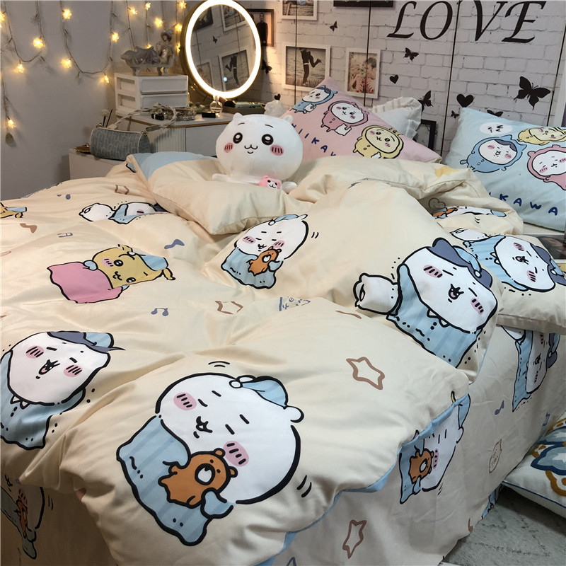 Chiikawa Cartoon Four Piece Dormitory Bed Sheet And Duvet Cover (2)