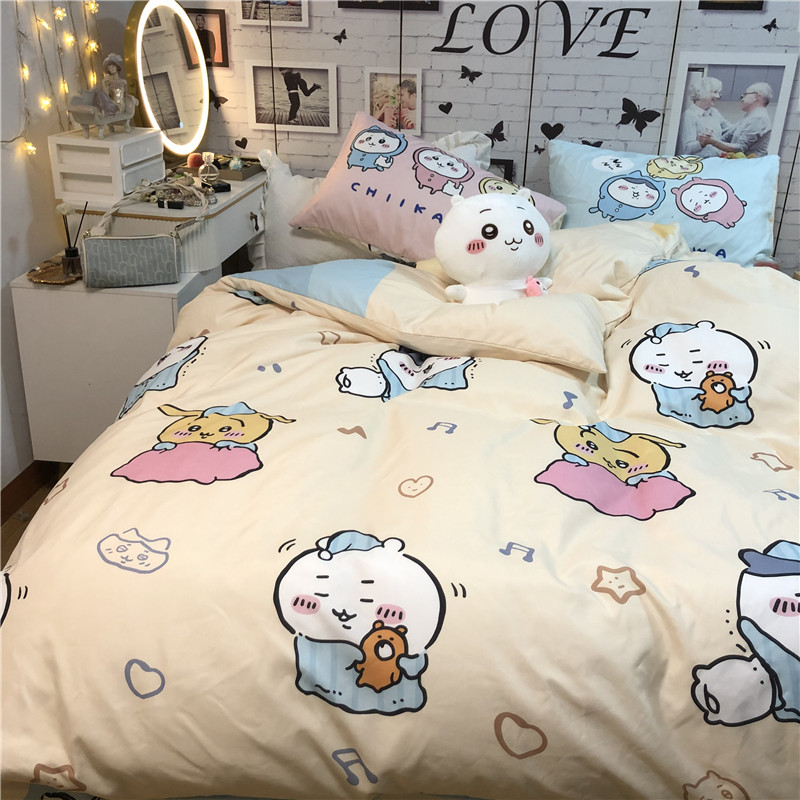 Chiikawa Cartoon Four Piece Dormitory Bed Sheet And Duvet Cover (5)
