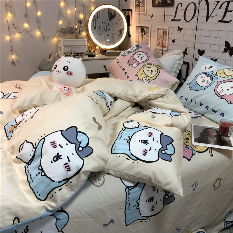 Chiikawa Cartoon Four Piece Dormitory Bed Sheet And Duvet Cover (6)