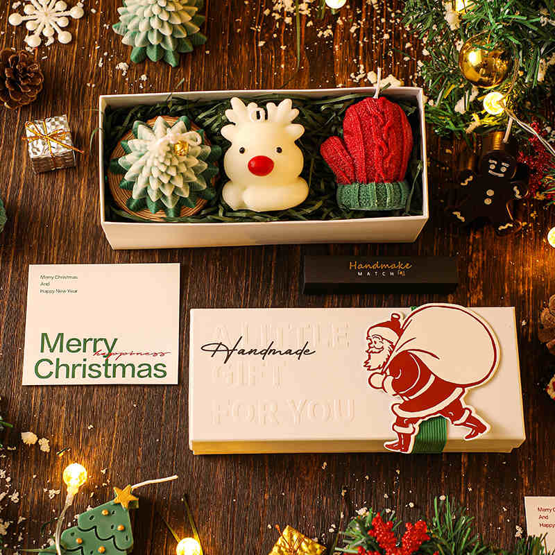 2024 Handmade Christmas Tree Gingerbread Man Deer Aromatherapy Candle Set Gift Box (5)