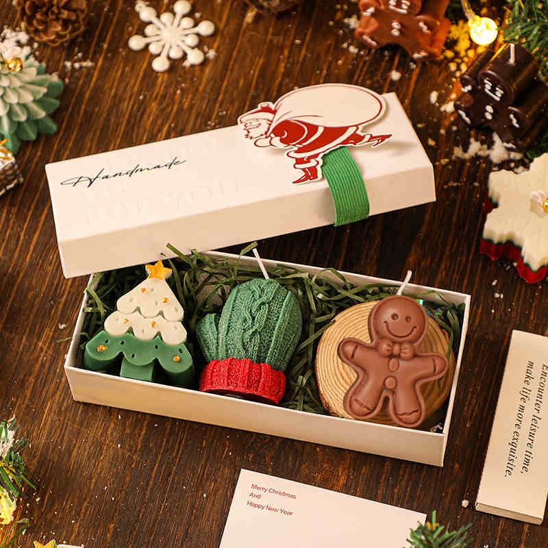 2024 Handmade Christmas Tree Gingerbread Man Deer Aromatherapy Candle Set Gift Box (7)