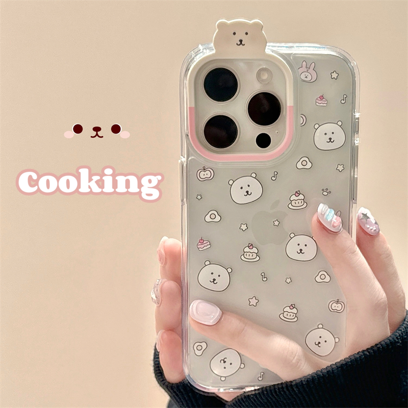 Self-Deprecating Bear Cute Cartoon Transparent Phone Case (1)