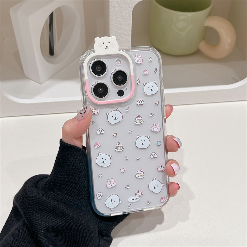 Self-Deprecating Bear Cute Cartoon Transparent Phone Case (4)