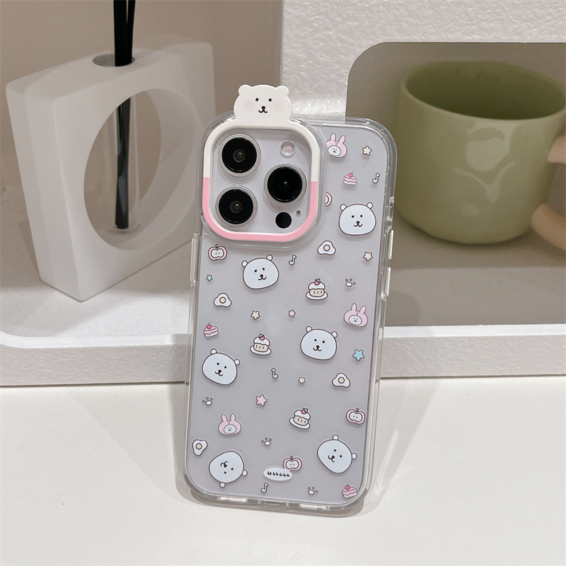 Self-Deprecating Bear Cute Cartoon Transparent Phone Case (5)