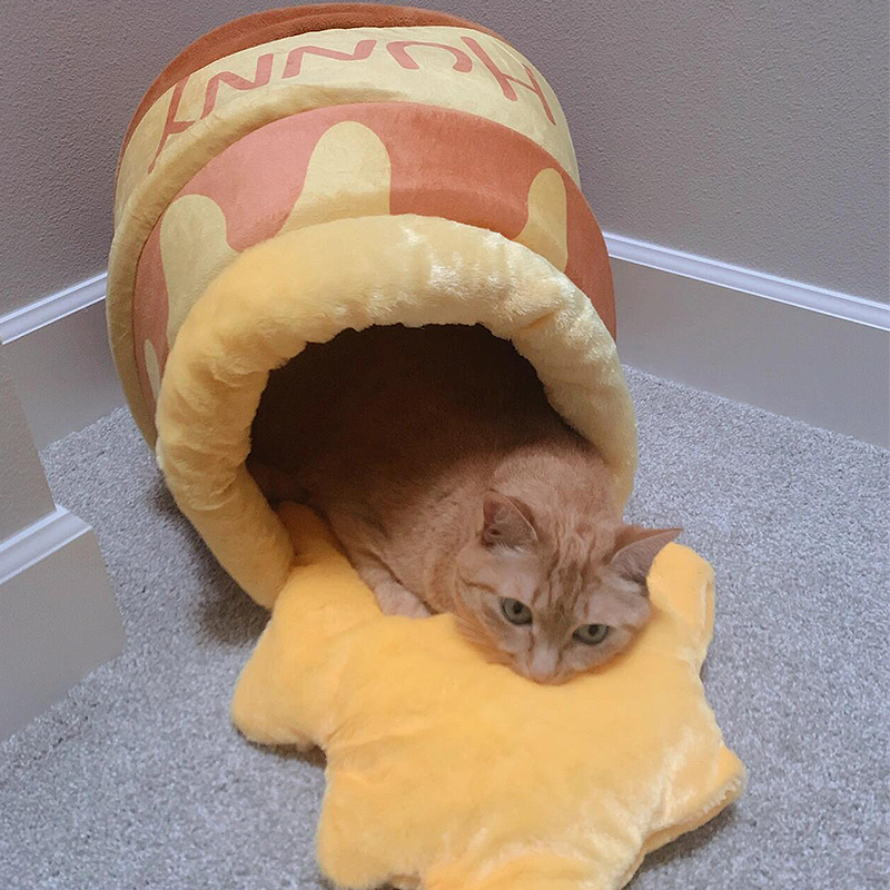 Warm And Closed Plush Honey Jar Cat Nest (4)
