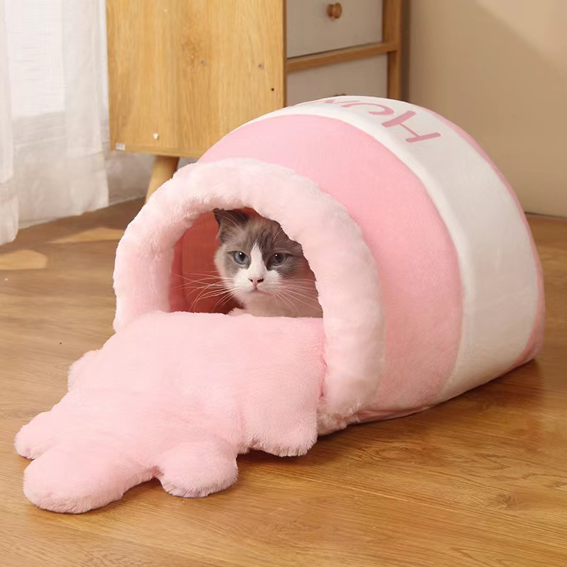 Warm And Closed Plush Honey Jar Cat Nest (5)