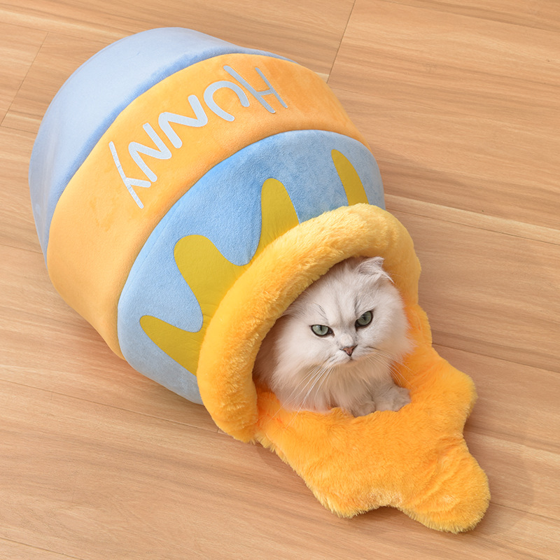 Warm And Closed Plush Honey Jar Cat Nest (5)